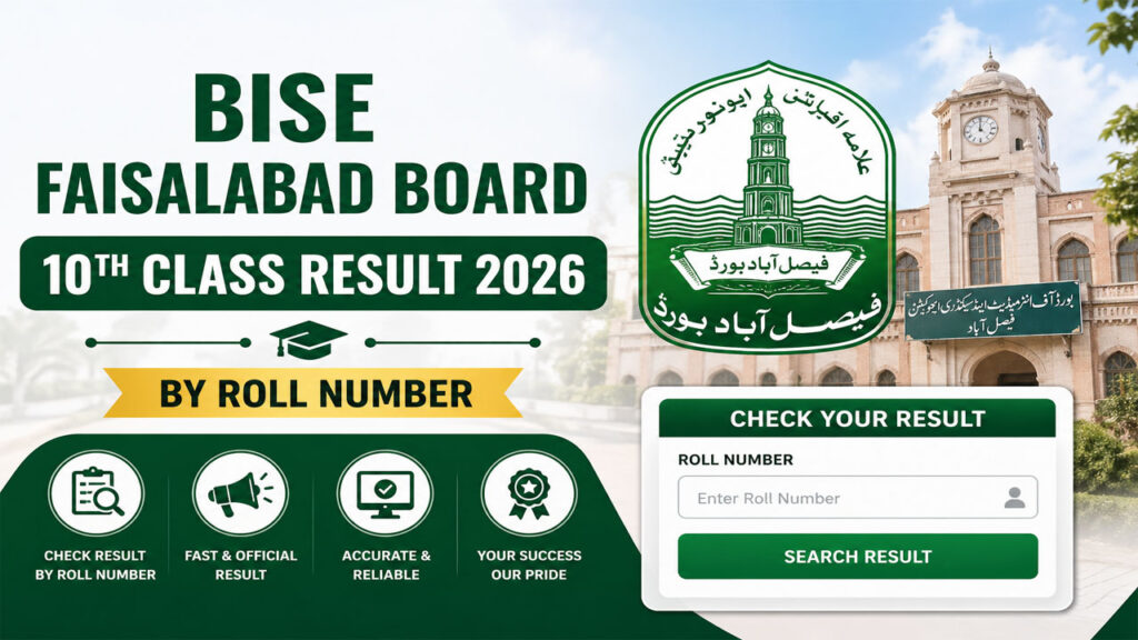 BISE Faisalabad Board 10th Class Result 2026 by Roll Number