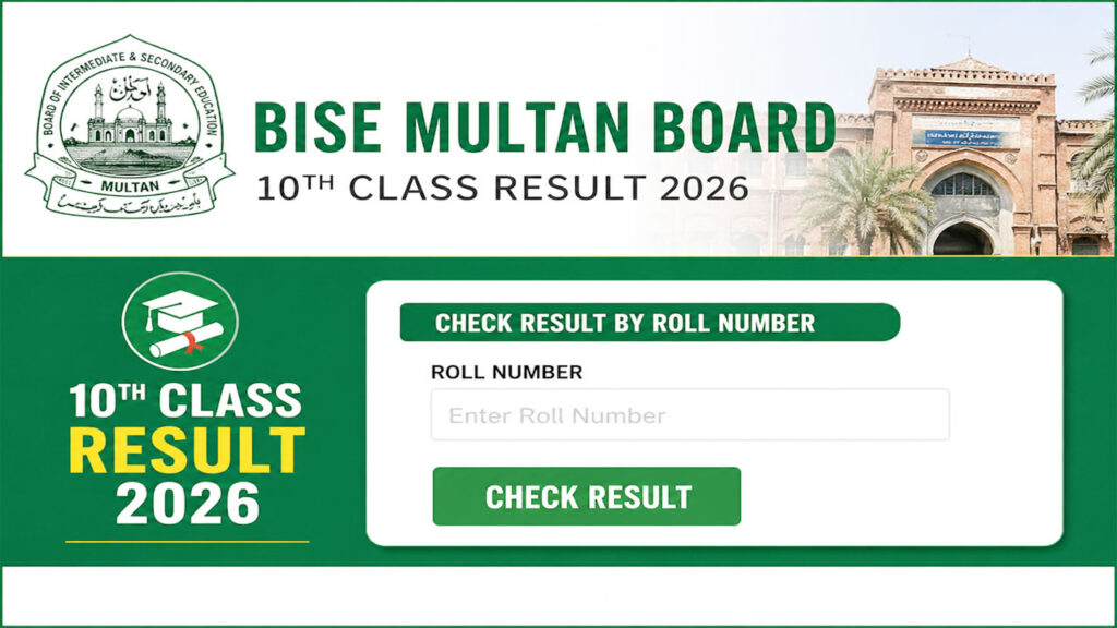 BISE Multan Board 10th Class Result 2026 by Roll Number