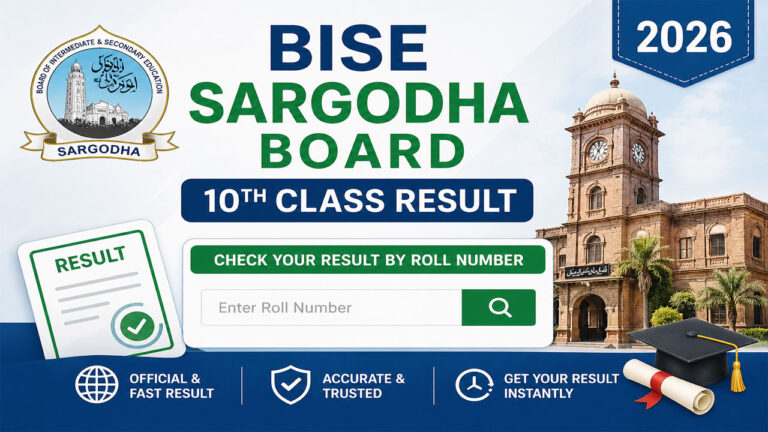 BISE Sargodha Board 10th Class Result 2026 by Roll Number