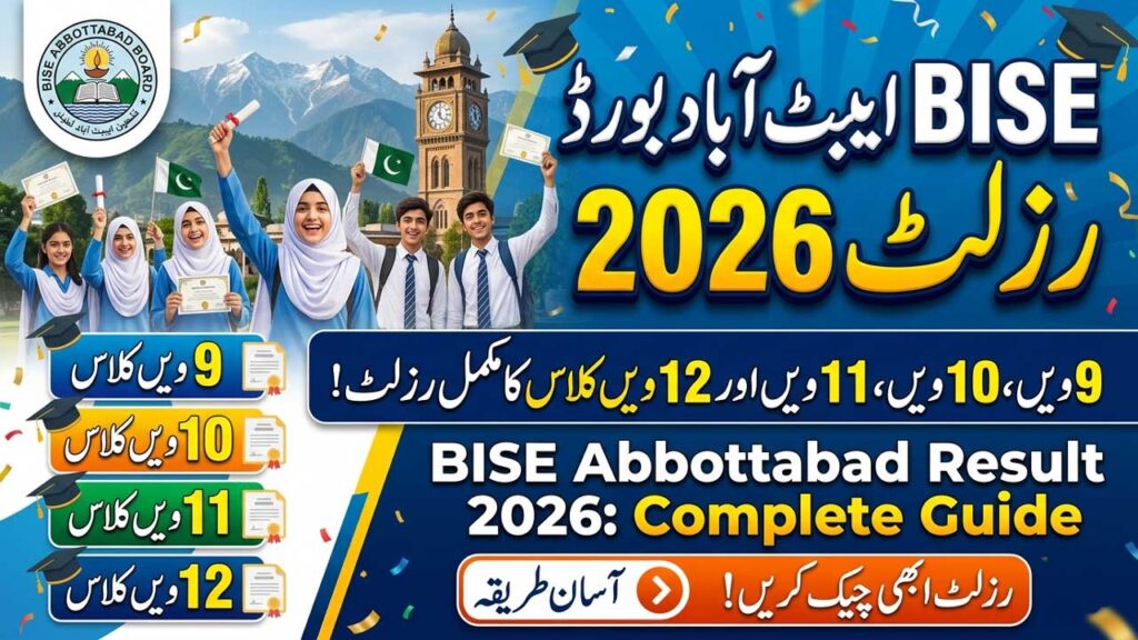 BISE Abbottabad Result 2026: 9th, 10th, 11th, 12th Class